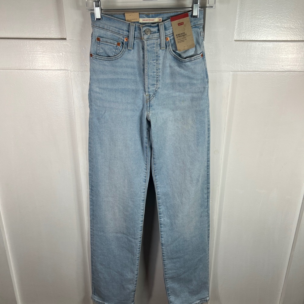 Levis Ribcage Straight Leg Jeans Light Wash Blue 79078-0018 Size 24x32